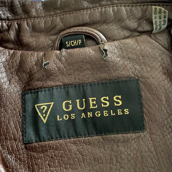 Guess Brown Snakeskin Faux Leather Jacket - Picture 3 of 8